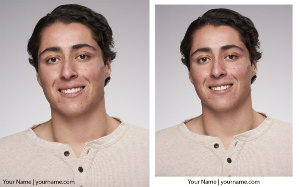 An example of what it looks like to print your name on your headshots