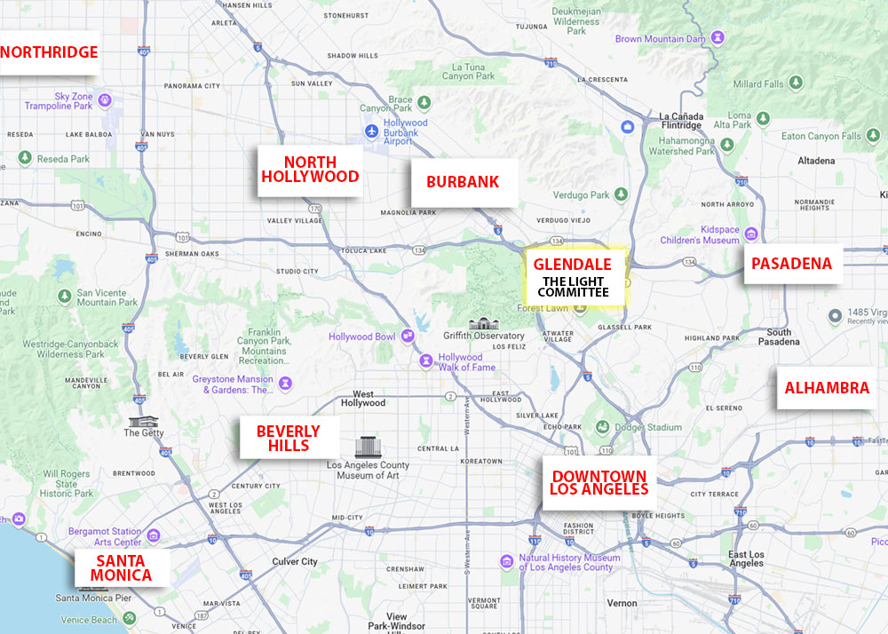 The Light Committee Website Map in Los Angeles