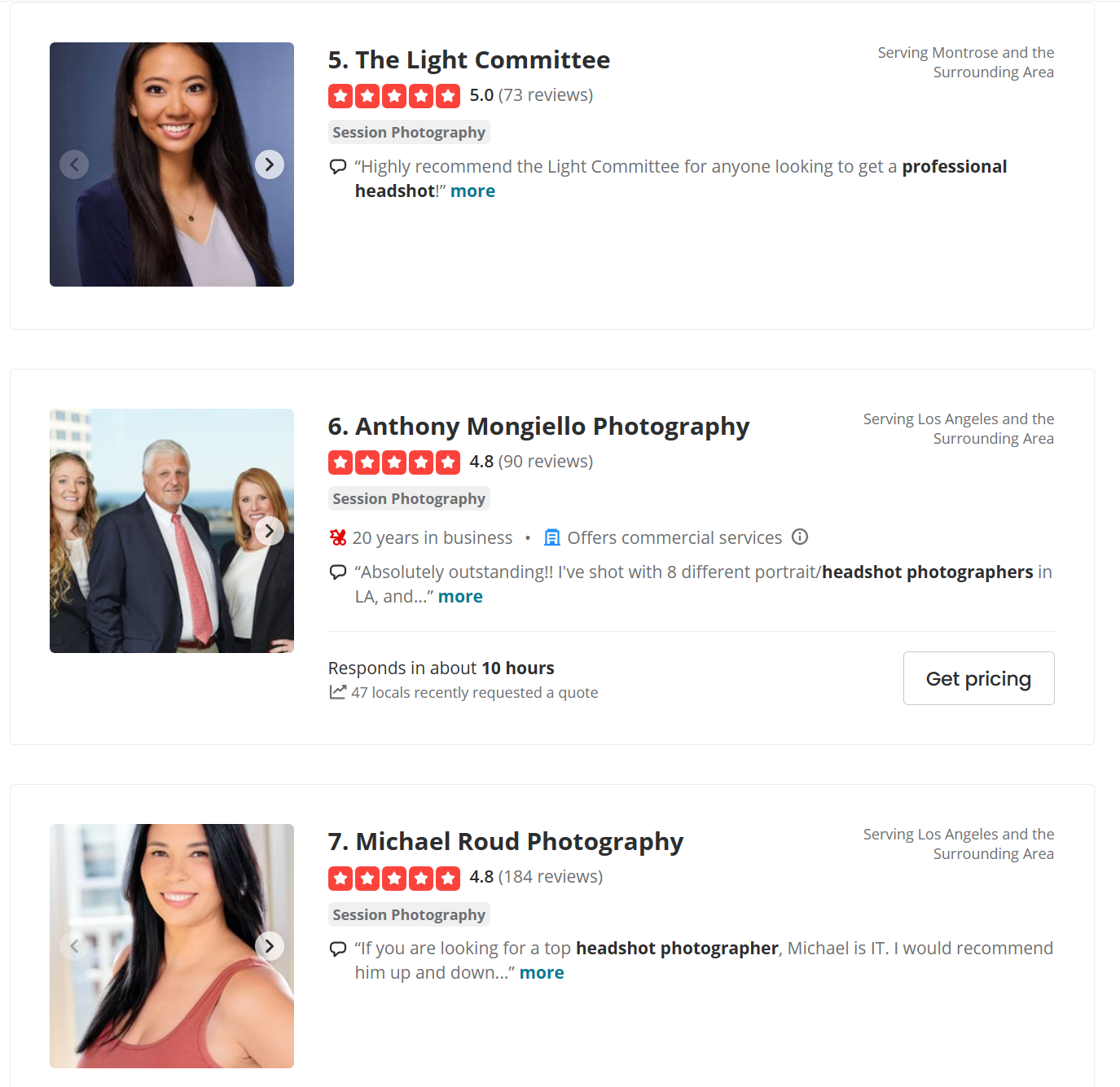 Yelp Lists The Light Committee Top Headshots in Los Angeles