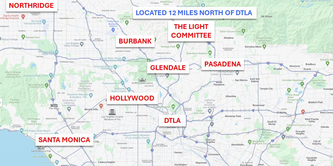Location of the The Light Committee studio within Los Angeles County
