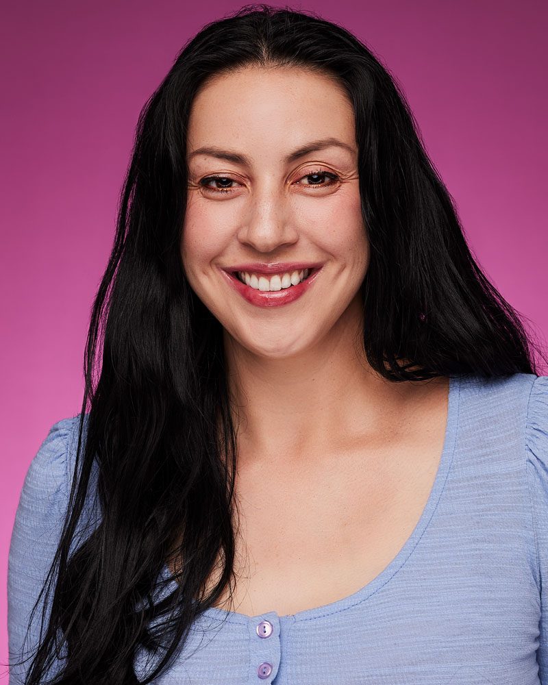 black hair woman in a commercial acting headshot Los Angeles