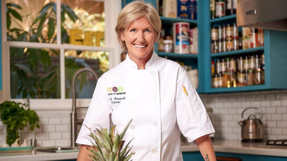 chef headshot in her kitchen in Los Angeles for promotional materials