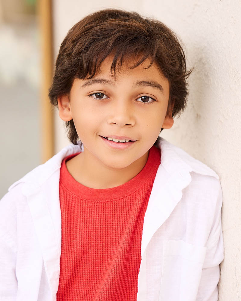young boy acting headshot outdoors near Pasadena with a natural light background